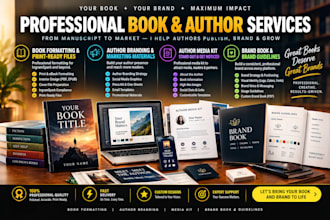 create author branding, book marketing materials, and an author media kit