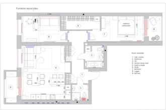 create a floor plan with space planning and furniture layout