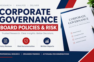 research corporate governance, board policies, and compliance risk documentation