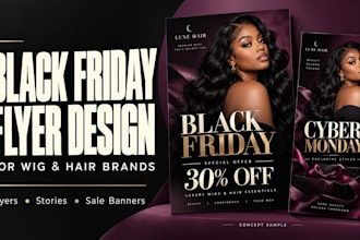 design a black friday flyer for wig and hair brands