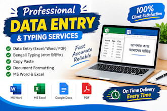 do accurate data entry and bengali typing