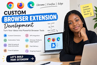 develop custom chrome extensions, browser extensions and automation tools