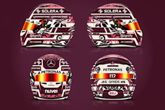 design custom racing helmet, f1 livery, and motorsport graphics