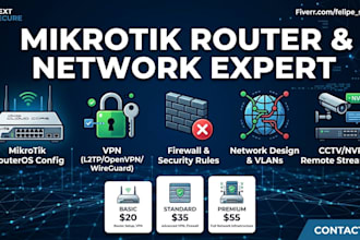 do professional mikrotik router configuration and vpn setup
