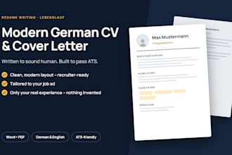 write a modern german CV and cover letter that sounds human
