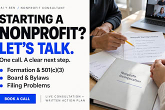 provide nonprofit formation, 501c3 and compliance call consultation