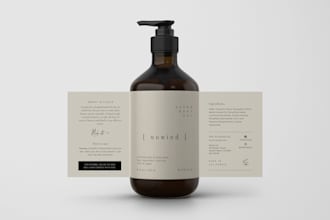 do skincare product label, cosmetic bottle packaging, soap and serum label