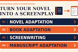 adapt your novel, book, or manuscript into well structured screenplay, scripts