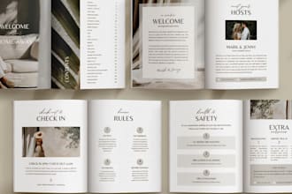 design airbnb welcome book, guest guide, house manual in canva