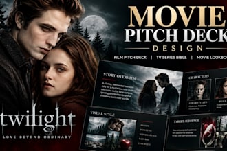 design cinematic movie pitch deck, film pitch deck and TV series pitch bible