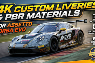 create 4k custom liveries and pbr material maps for assetto corsa evo
