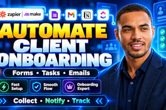 set up zapier client onboarding automation, welcome emails and task workflows