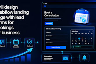 design webflow landing page with lead forms for  bookings for business
