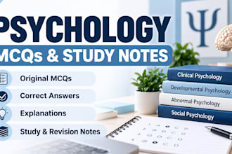 create psychology mcqs quizzes and study notes