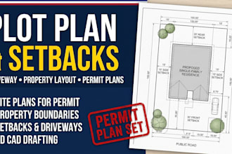 draw a plot plan with setbacks and driveway for permit fast