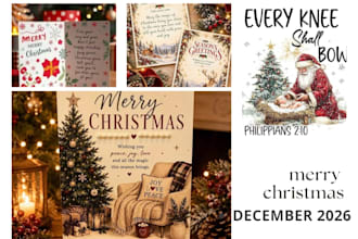 design custom eye catching christmas, greeting, and new year cards