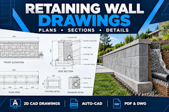 create retaining wall drawings in autocad