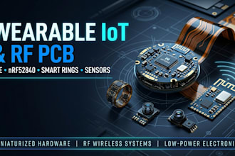 do wearable iot and rf pcb with ble, nrf52840, sensors and miniaturized hardware