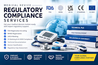 provide ce marking , ukcra, mhra, fda and mdr compliance consulting