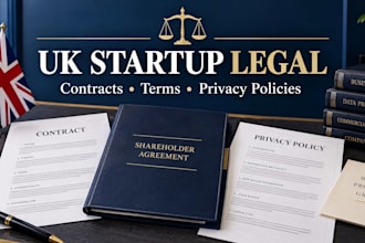 draft UK startup contract, terms and conditions and privacy policies