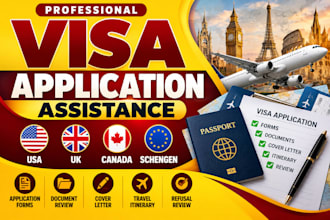 assist with UK USA canada schengen visa applications forms and documents