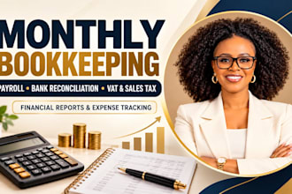 do monthly bookkeeping, bank reconciliation, payroll, vat, sales tax filling
