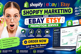 do shopify marketing to increase sales, ebay etsy traffic, shopify store growth