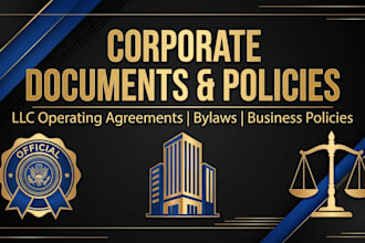 draft business policies, corporate documents and professional agreements