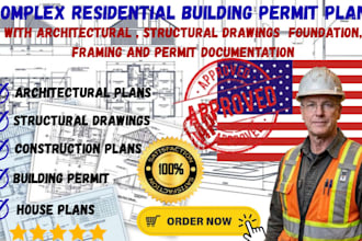 complex residential building permit plans with architectural and structural draw