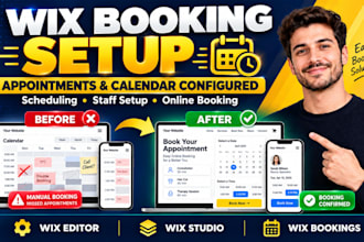 set up wix booking, appointment scheduling, booking calender services classes