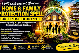 cast instant working home and family protection spell road opener job luck spell