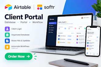 build airtable database, airtable crm, softr web app and softr client portal