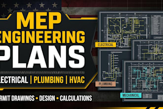 permit architectural electrical drawings mep plan plumbing hvac engineer stamp