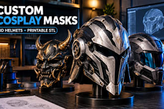 design custom wearable 3d cosplay masks and helmets with printable stl files