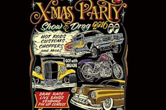 do vintage hot rod, kustom car artwork logo and retro t shirt graphics