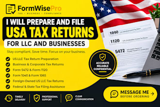 prepare and file USA tax returns for llc and businesses