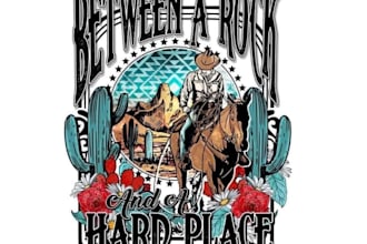 design retro western t shirt graphics, cowboy logo and bull skull art