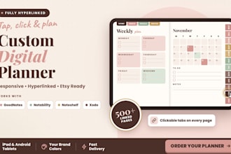 design responsive etsy hyperlinked planner, etsy digital planner