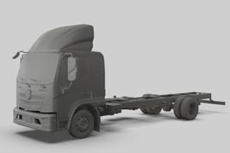 sculpt3d commercial cargo truck,retopology,foton truck,custom 3d print,fixed stl