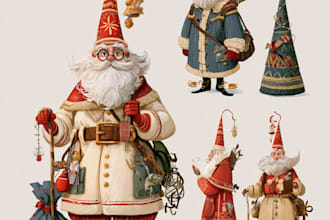 design magical christmas characters for childrens storybooks