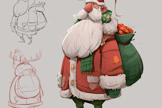 freehand style christmas character