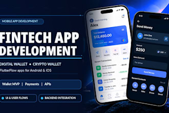 build fintech digital wallet bank crypto wallet flutterflow app for ios android