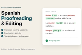 proofread and edit your spanish text for grammar and clarity
