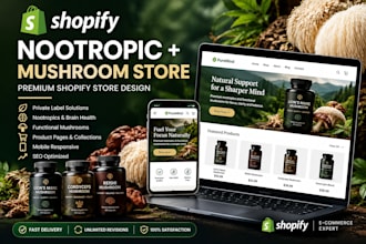 build private label nootropic woocommerce store lion mane mushroom shopify