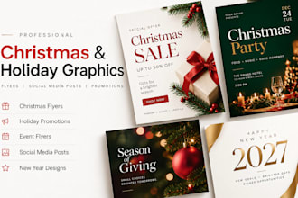 design christmas flyers, holiday promotional graphics and social media posts