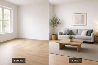 virtually stage your empty room with photorealistic furniture