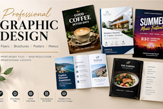 design flyers, brochures, posters and professional menus