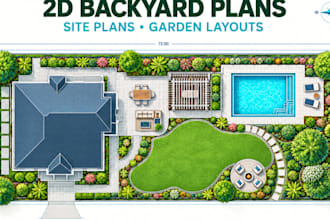 create professional 2d landscape plans, backyard, site plans and garden layouts