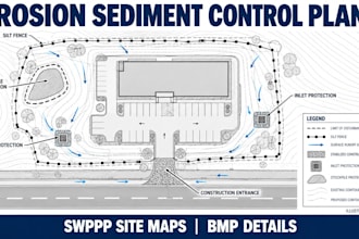 erosion sediment control plans swppp  bmp details construction site drainage map
