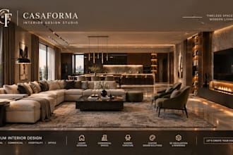 design, decorating living room interior with photorealistic 3d renders